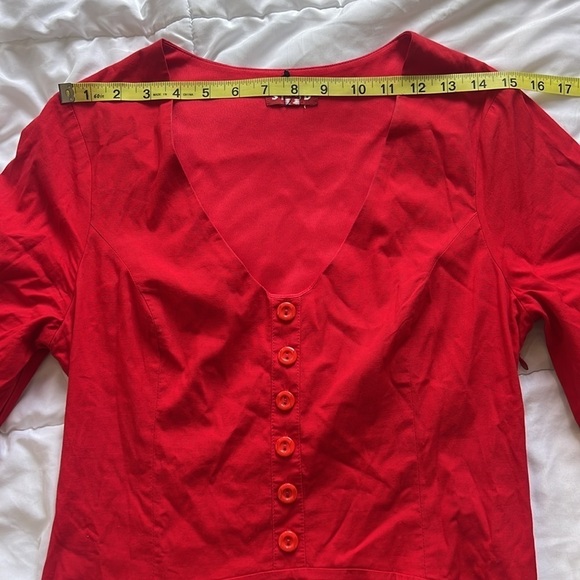 STAUD Veronica Stretch Cotton Poplin Red Dress Size 6 - Picture 9 of 11